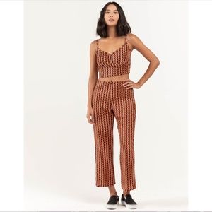 RVCA Moxy Drip Two Piece Set Tank Top Wide Leg Pants Espresso Brown Small NWT